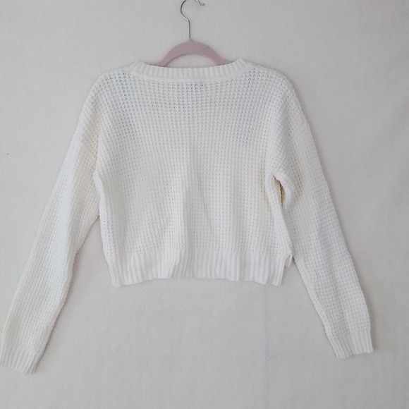 Forever 21 Oversized Cropped Chunky Knit Sweater Size Small in White - Picture 2 of 11